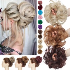 52 Farben Haarteil Haargummi Echthaar Dutt Haarverlängerung Lockig Bun Updo