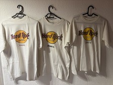 3 * T-Shirt HARD ROCK CAFE Jamaica, Crete, Paris Vintage weiß Kurzarm Rundhals