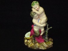 ALTE MEISSEN FIGUR - FIGUREN GRUPPE SATYR MIT JUNGEN UM 1860 MODELL NUMMER D28 