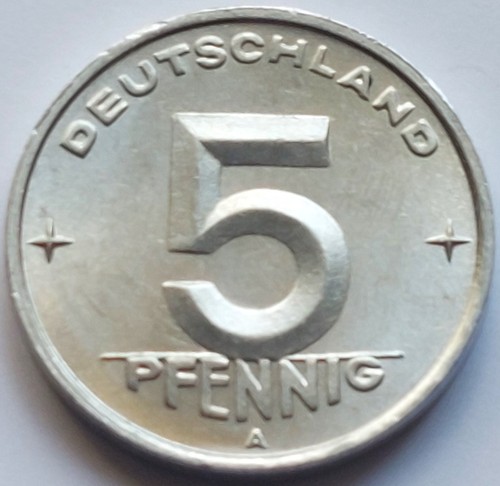 Ddr münzserie 5 pfennig - 1., münzserie,