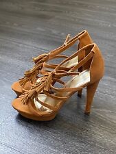 H&M High Heel Plateau Sandalette, hellbraun, Gr. 40, Absatz 12 cm getragen