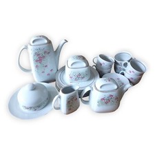 DDR Kaffeeservice 6 Personen Henneberg Ilmenau Porzellan 23 Teile floral Blumen