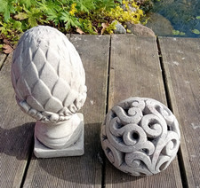 2-tlg. Set Pinienzapfen auf Sockel 25,5 cm & Deko Kugel Ornament 14,5 x 11,cm