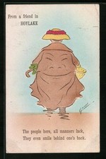 Künstler-AK Cynicus: Dicke Frau mit Gesicht aus Rückenfett 1908 