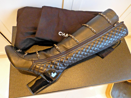 Chanel chain stiefel leder - chanel,