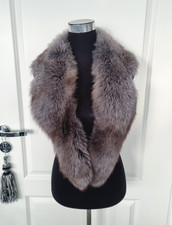 Wunderschöner Silberfuchs Echt Pelz Fell Kragen Schal Fox f Mantel Jacke