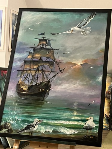 Acryl bild handgemalt mit - acryl,