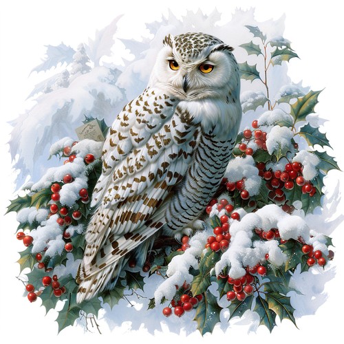 Wandbild schneeeule eule deko - wandbild,