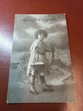 Alte AK Frohe Ostern Kind Korb Eier 1917