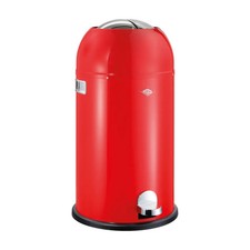 Wesco Mülleimer Kickmaster Soft 33L rot Stahlblech Tret-Abfallsammler Retro