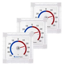 3 Stück Fensterthermometer selbstklebend analog Außen Fenster Thermometer Set