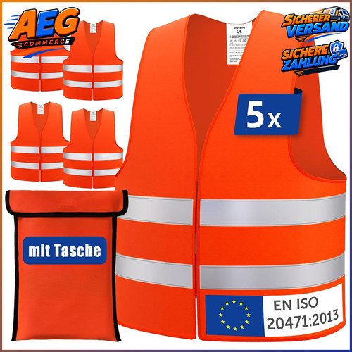 Warnweste orange 5er set - warnweste,