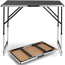 Camping Tisch Aluminium Klapptisch höhenverstellbar 100x60cm Schwarz