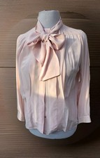 Damen Bluse Seide elegant Vintage 1980er zart Rosa 