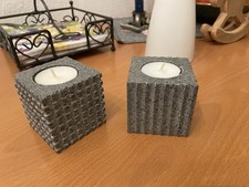 2 coole Teelichthalter von Ikea in würfelform grau, gemustert 6x6x6 cm Kubus