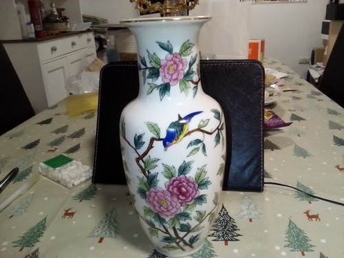 Keramik vase vogel blumen - vase,