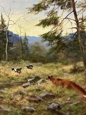George MAJEWICZ (1897-1973) ÖLGEMÄLDE LANDSCHAFT MIT FUCHS AUF DER JAGD