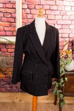 Vintage orig 80er 90er Gehrock schwarz Wolle Gothic elegant + Spitze 38