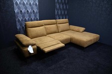 DFM Ecksofa Lennox Stoff Regain 23 Ocre Braun mit Elektrischer Relaxfunktion 