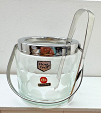 Eiseimer / Eisbehälter Ingrid Glas Dekor Polka Dots 70er Jahre + Eiszange WMF