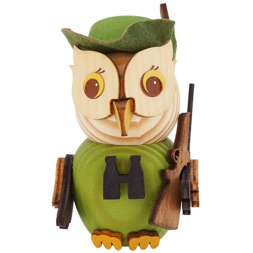 Holzfigur mini eule jäger - holzfigur,