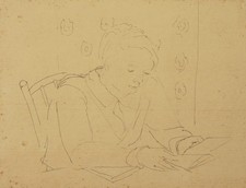 Willem Grimm (1904-1986) Federzeichnung Mädchenporträt 1930er Jahre #2