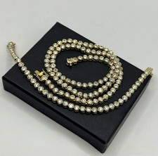 925 Silber Tennis-Set – Halskette & Armband vergoldet mit Zirkonia-Steinen