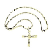 1 edles Kreuz Kette Gold 50 cm Kirche Zubehör f. Kostüm Mönch Nonne Kardinal