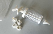 Torten-/ Ganier-/ Dekorspritze + 5 Tüllen Kunstst. klarsicht/weiß neu unbenutzt