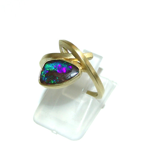 Boulderopal ring gold - boulderopal,