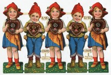 Glanzbilder Oblaten scraps / Bogen L&B 33684  Lebkuchen-Kinder