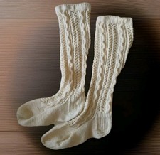 Trachtenstrümpfe Größe 41 42 Handgestrickt Weiß/Ecru Kniebundstrümpfe