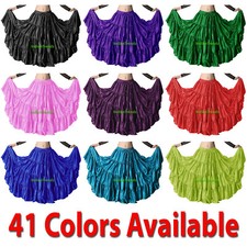 Satin 11m Abgestuft Zigeuner Rock Bauchtanz Tribal Rüschen Kostüm Jupe Flamenco
