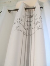 Vorhang STRATFORD weiss grau 2 x 120x240 cm Ösenschals Vintage Shabby Landhaus B