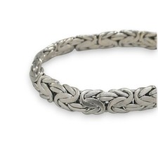 Handarbeit Armband Königskette mattiert 590/- 14k. Weißgold ca. 19,5 cm, 10,0 mm