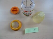 Nuk Flasche (5) – 150 ml – mit Trinktülle– Deckel und Verschluß – gelb