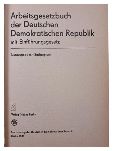 Arbeitsgesetzbuch ddr 1980 - arbeitsgesetzbuch,