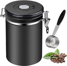 Kaffeedose Kaffeebehälter Edelstahl Aromadose Luftdicht mit Löffel Bür 1.5 Liter