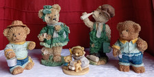 5 Dekofiguren Bären - Motiv Schulkinder,u.a. -  Polyresin oder Gips? - 6 -16 cm