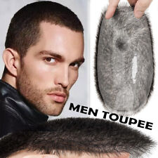 Herren PU Toupet Perücke Remy Echthaar Männer Toupee Kurze Haar Haarteile 0.15MM