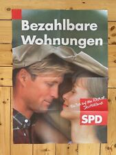 SPD Wahlplakat 1994 ‚bezahlbare Wohnungen’ ORIGINALDRUCK DIN A1
