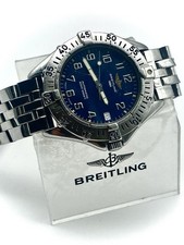 Vintage Breitling Colt Automatik Uhr A17035 300m Blue Dial Stahlband