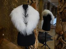 TIBETLAMM KRAGEN COLLAR TIBET LAMM PELZ KRAGEN STOLA FELLKRAGEN WEISS PELZ SCHAL