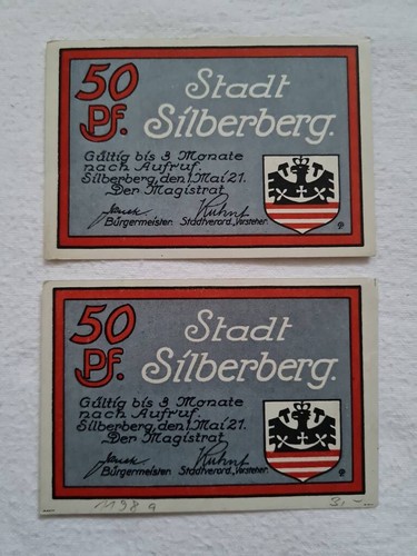 Notgeld 1921 stadt silberberg - stadt,