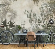 Fototapete Dschungel Blätter Pflanzen Vintage Retro VLIES TAPETE XXL + KLEISTER