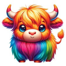 10x colorful Highland cow 9x9
