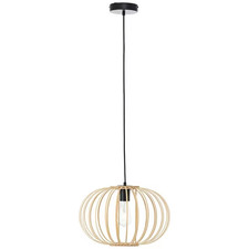 BRILLIANT Pendel Hänge Leuchte Lampe ENCA Bambus Metall natur schwarz 120x40cm