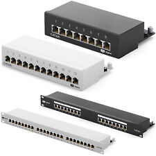 Cat6a Patchpanel 8/12/16/24-Port RJ45 geschirmt Desktop Aufputz Verteile LAN 