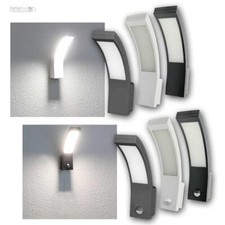 moderne LED Aussen-Wand-Leuchte als Bogen 10W 750lm mit IR Bewegungsmelder 230V