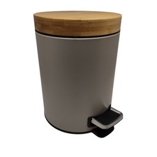 Kazai  5l Design Kosmetikeimer | Bad-Mülleimer mit Bambus-Holzdeckel